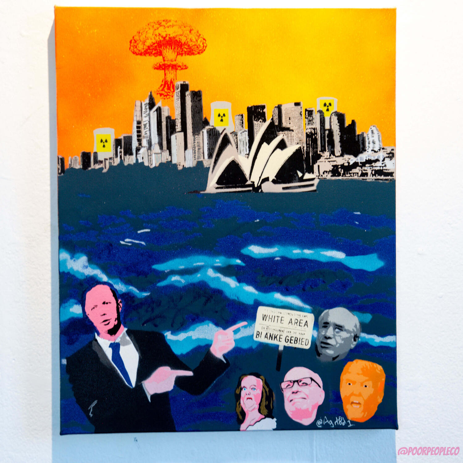 Dutton's Vision, stencil, spray paint & inks, 2025, Andrew @agit8d1